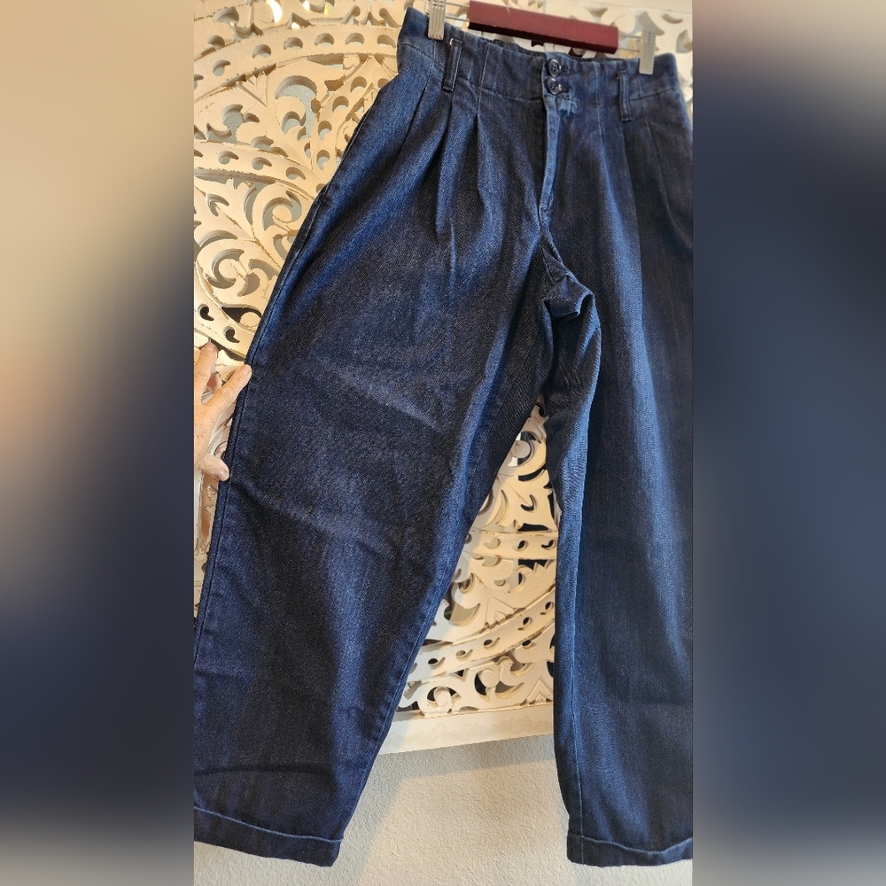YMC  Navy Earth Keaton Denim Trousers $225 USD 80'S style wide leg - Picture 15 of 16